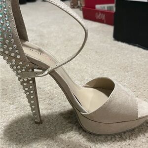 JustFab Cream Studded Platform Heels